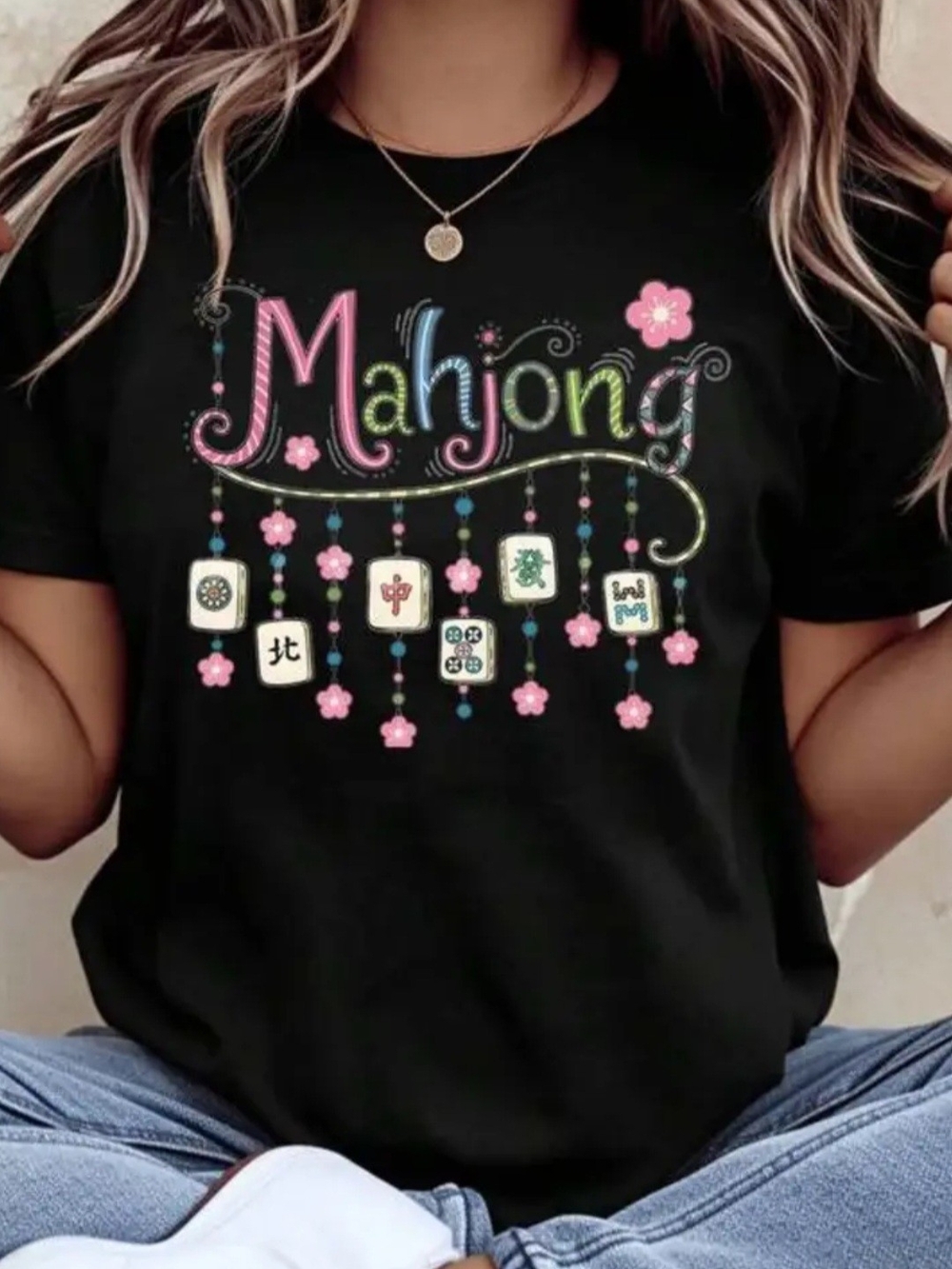 Mahjong Kids Graphic Tee - Black